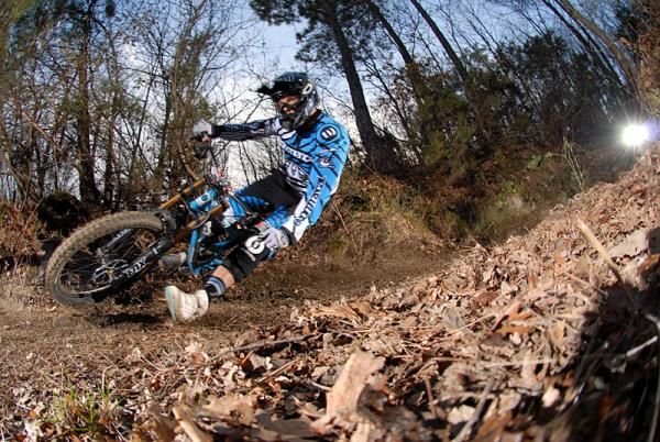 Dan Atherton (Commencal Mountain Bike Team) rounds a bend