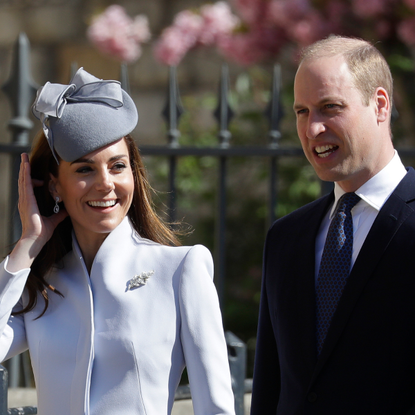 Prince William, Duke of Cambridge and Catherine, Duchess of Cambridge attend Easter Sunday service at St George's Chapel on April 21, 2019 in Windsor, England.