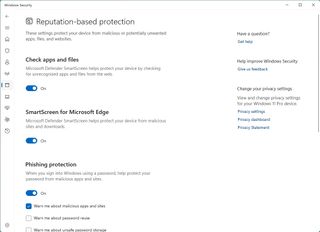 Windows Security reputation-based protection