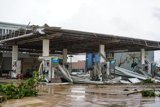 A gas station that was damaged by Hurricane Maria at Old San Juan in San Juan, Puerto Rico, can be seen on Sept. 20, 2017.