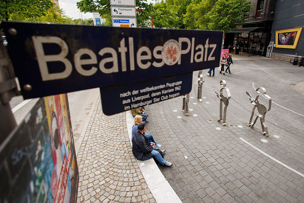 Beatles Platz with cut outs of the Beatles in Hamburg