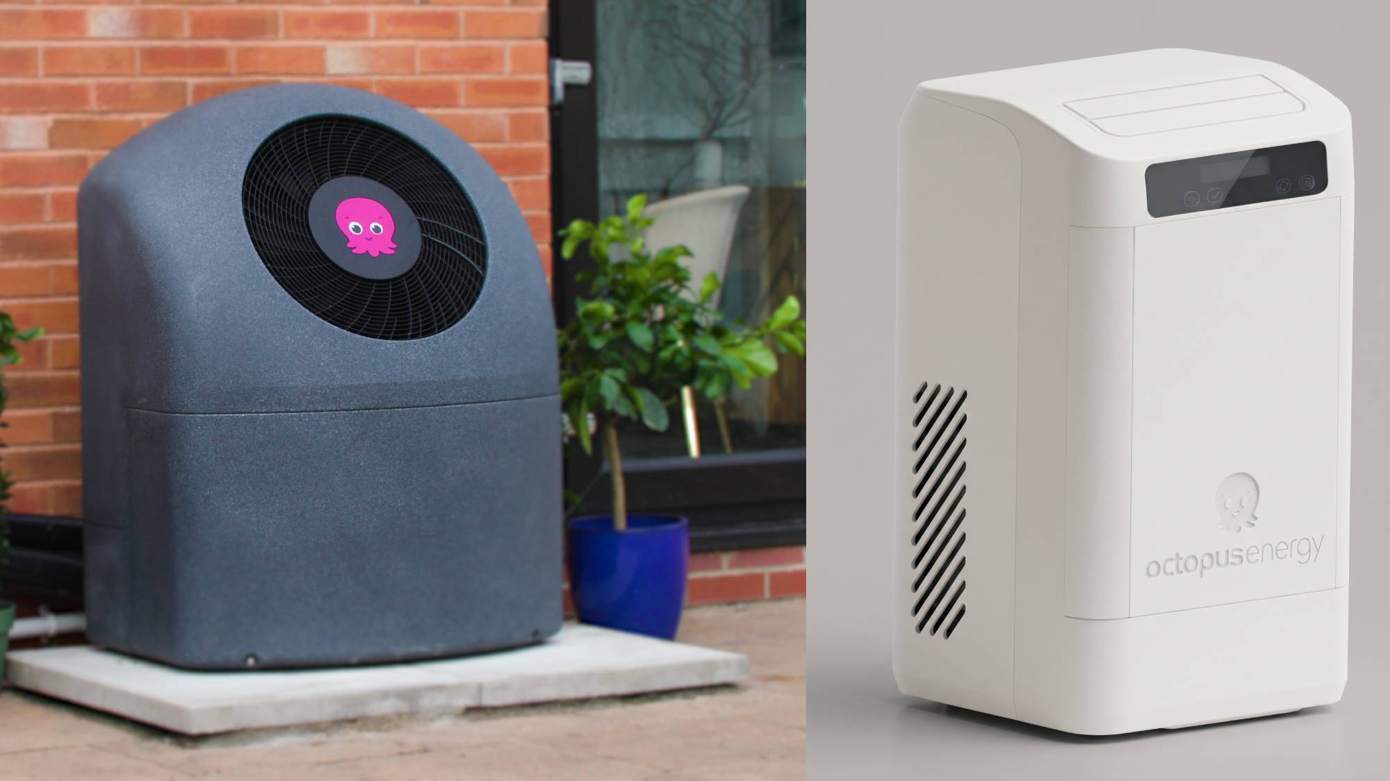 Cosy heat pump next to rendered image of new Cosy Cooler
