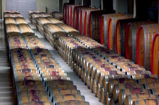 Feudi di San Gregorio winery in Italy: barrels stored