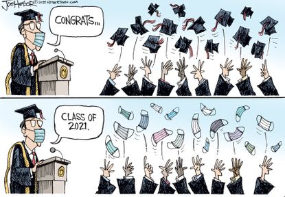 Editorial Cartoon U.S. 2021 graduates covid