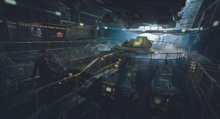 Digital art showing a hidden control room