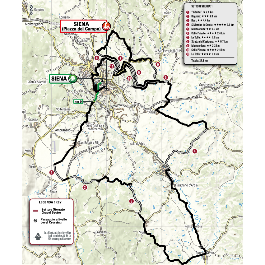 Strade Bianche Women 2026 Map
