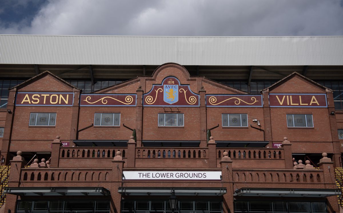 An exterior shot of Aston Villa's Villa Park stadium