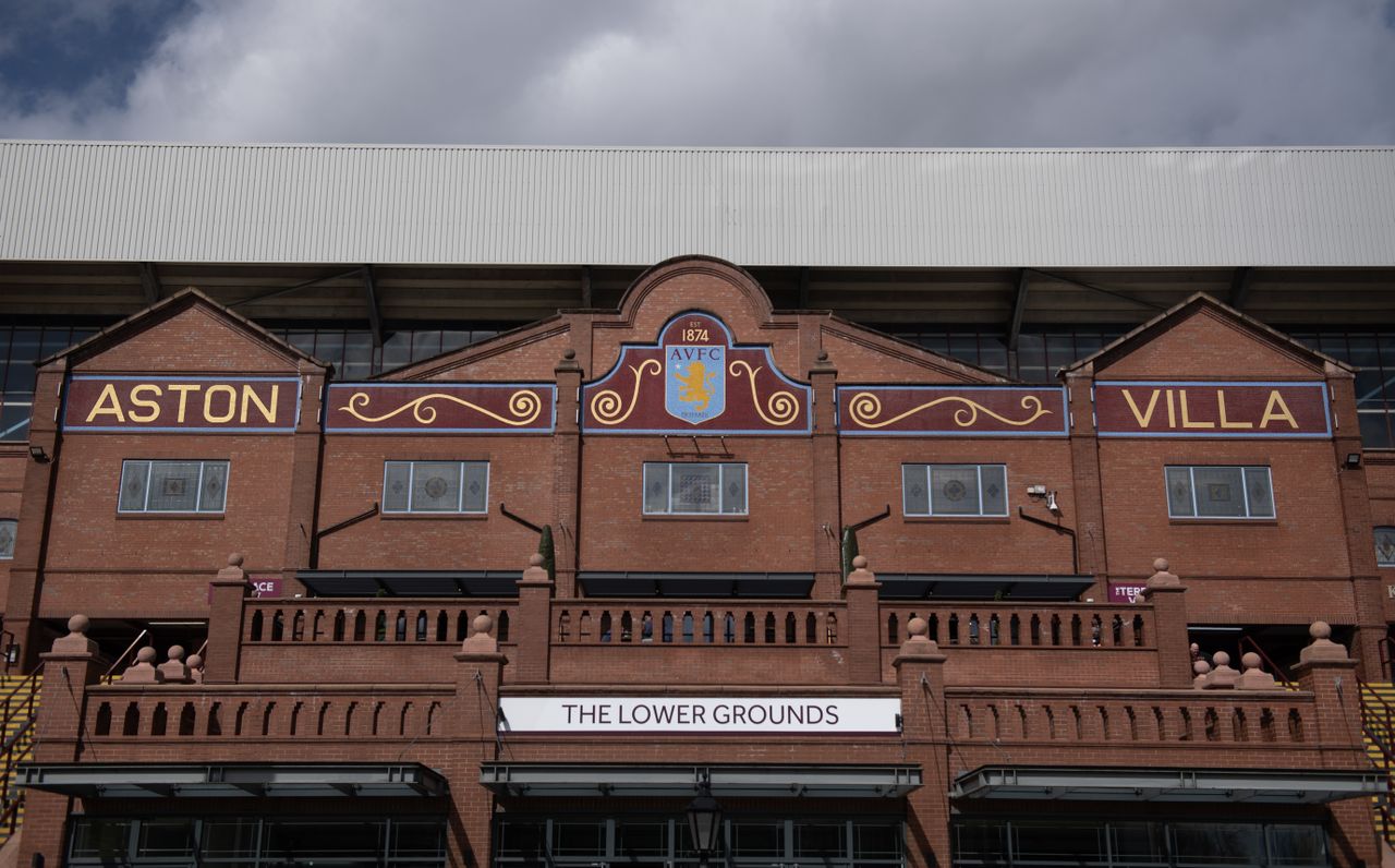 An exterior shot of Aston Villa's Villa Park stadium