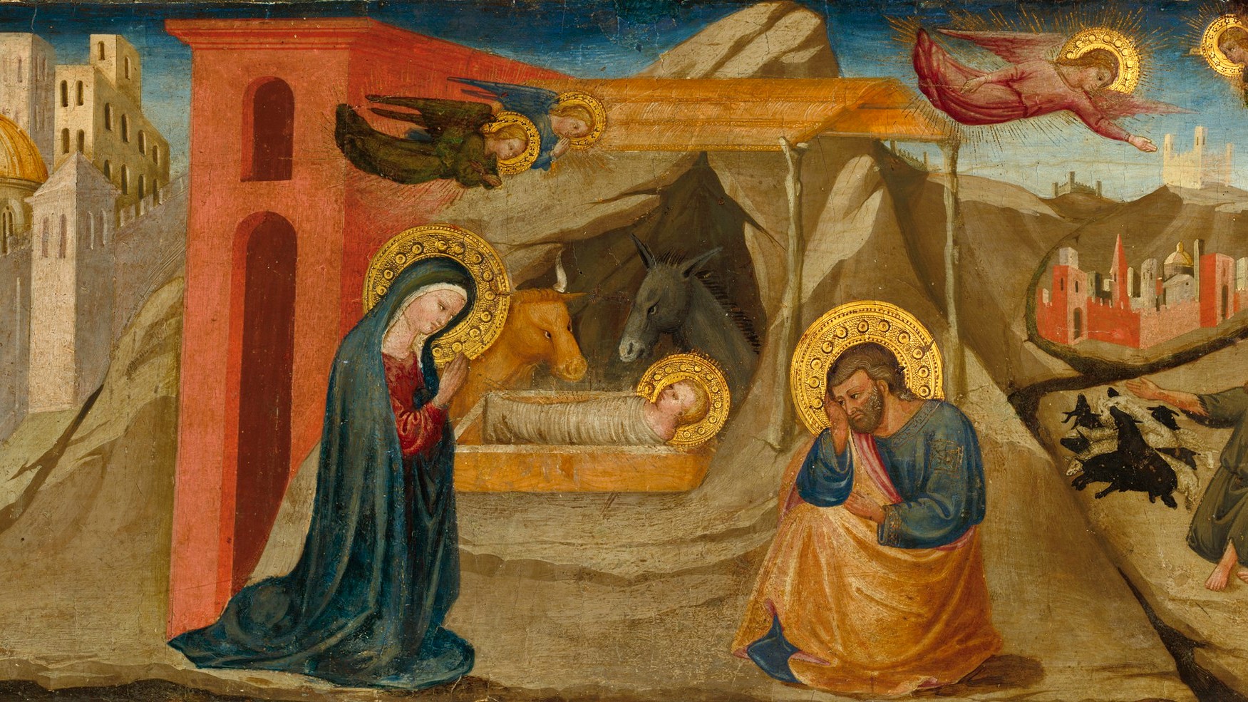 Die Geburt und die Verkündigung an die Hirten, von Bicci di Lorenzo