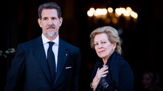 Queen Anne Marie of Greece and Crown Prince Pavlos of Greece attend the funeral of Former King Constantine II of Greece