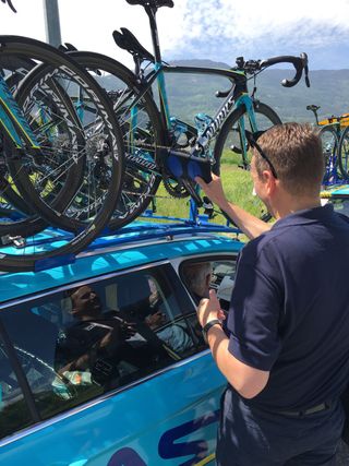 The UCI check for mechanical doping on stage 20 of the Giro d'Italia