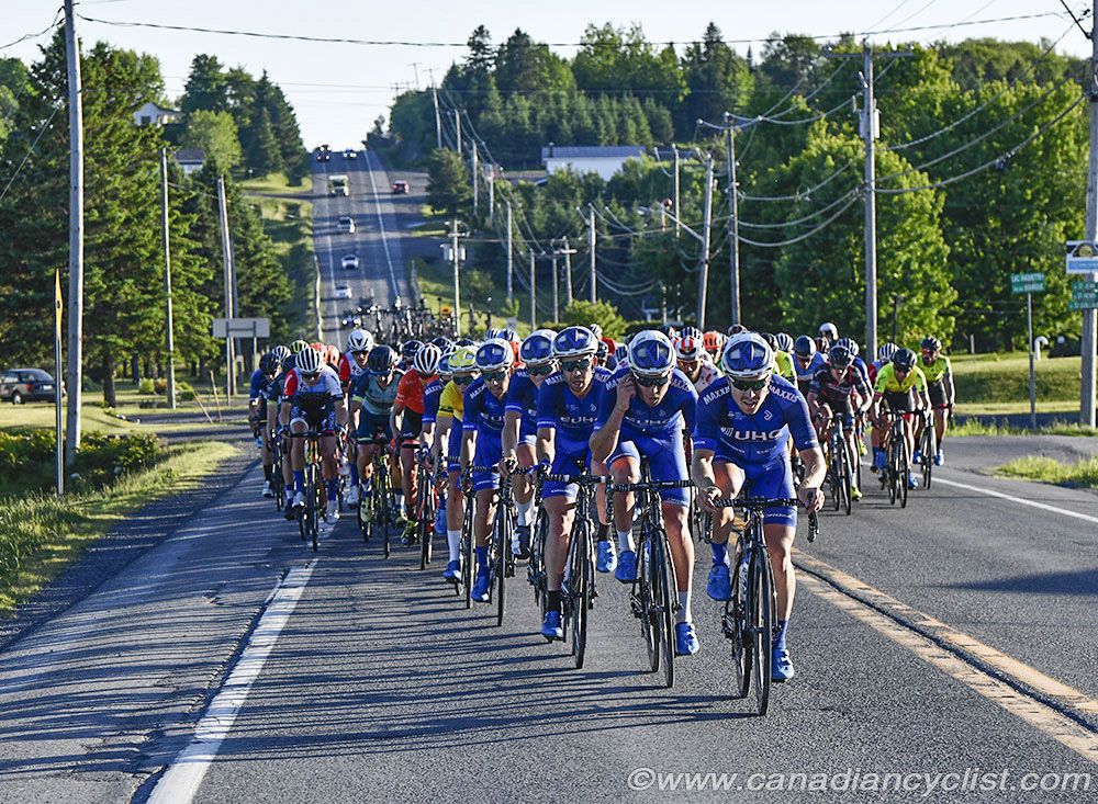 UnitedHealthcare lead the peloton at the Tour de Beauce.