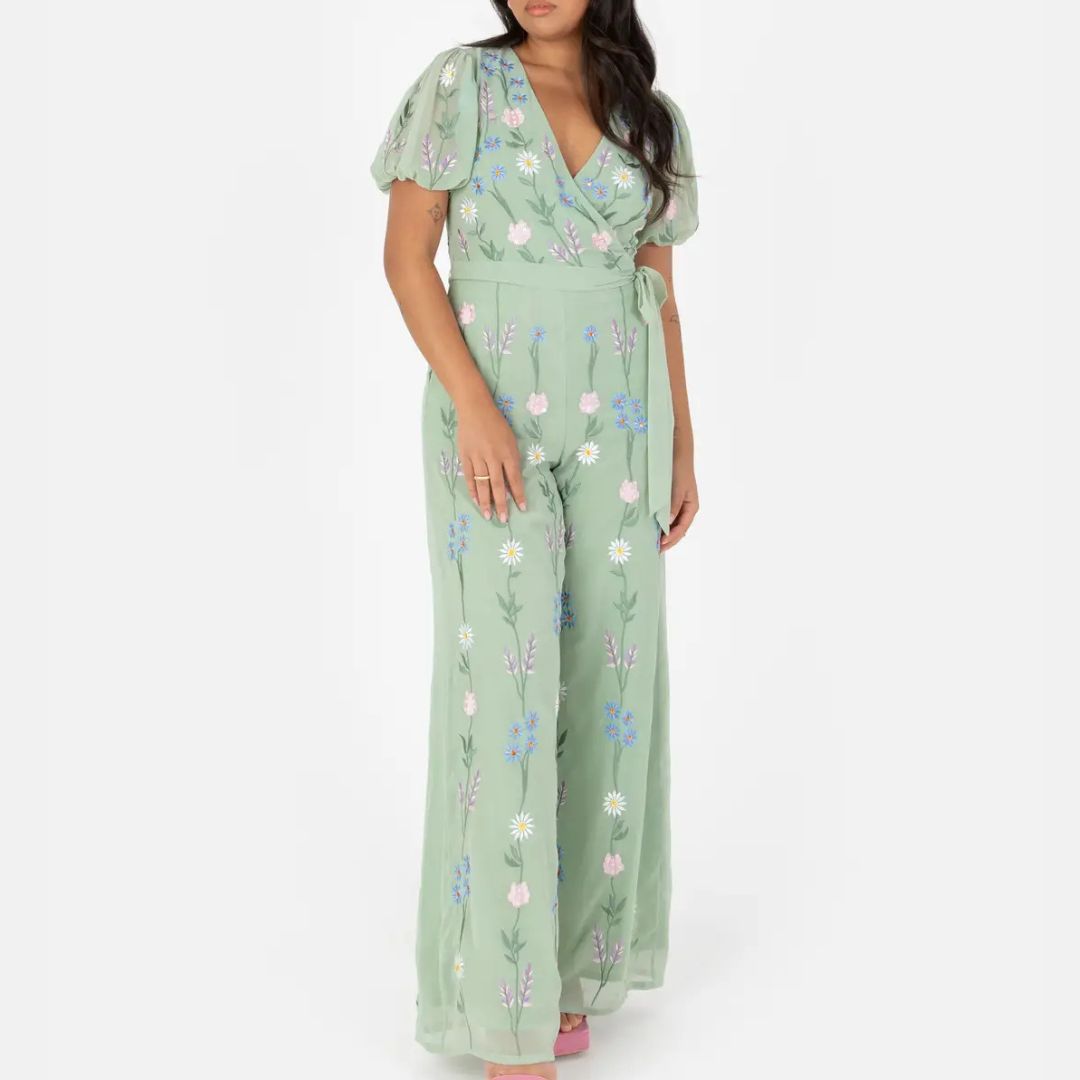 Maya Deluxe Embroidered Open Back Jumpsuit