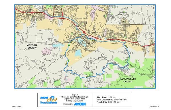 2010 Tour of California stage 8 map