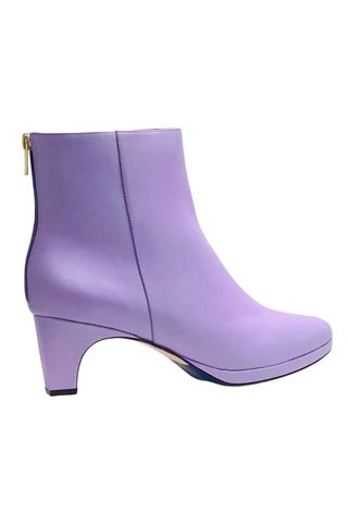 purple heeled ankle boots
