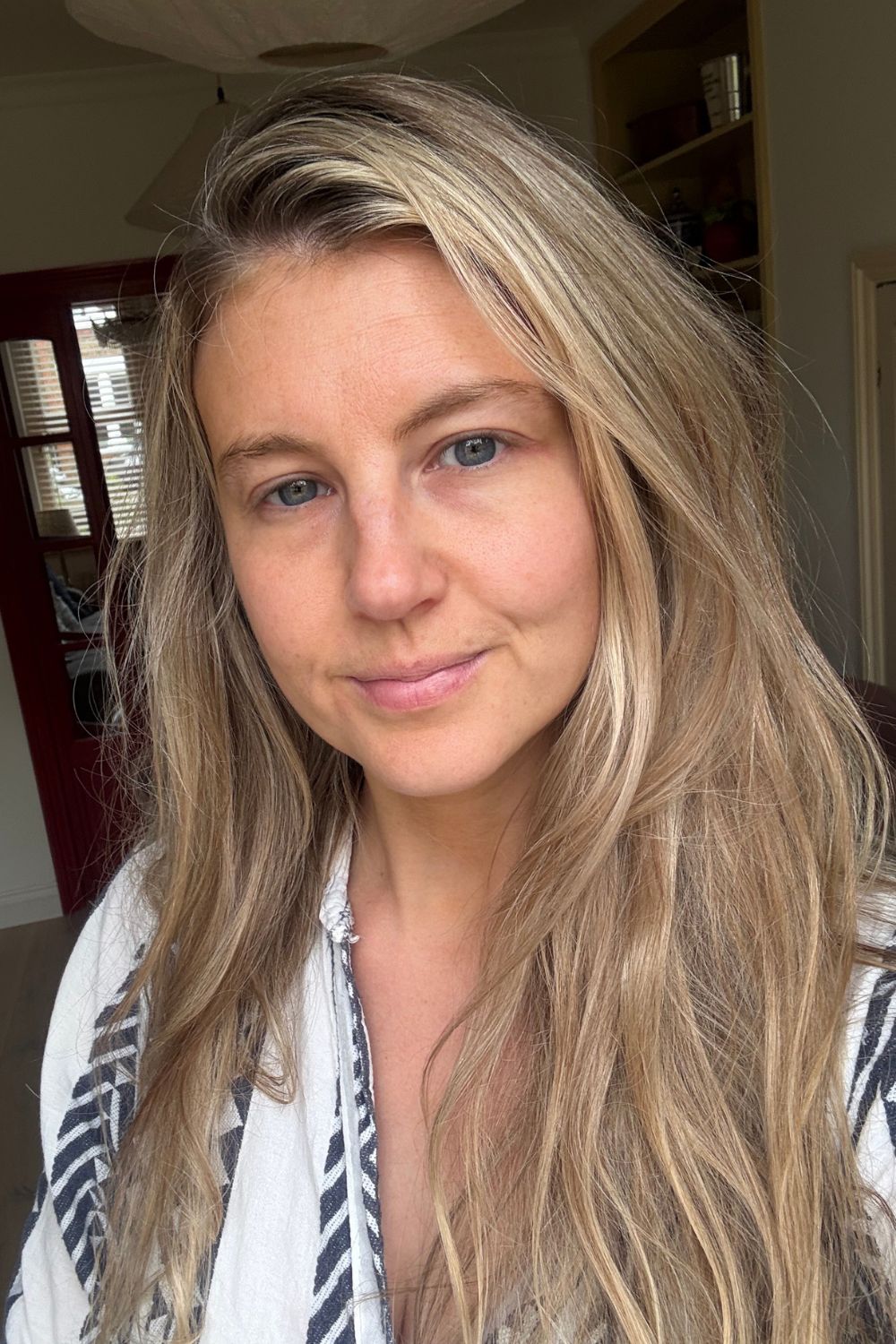 Katie Thomas before she applies her instant glow routine