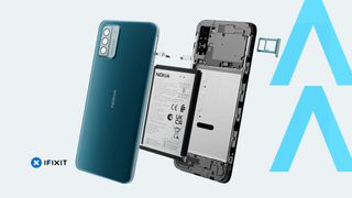 Blowout view of the Nokia G22 and its parts