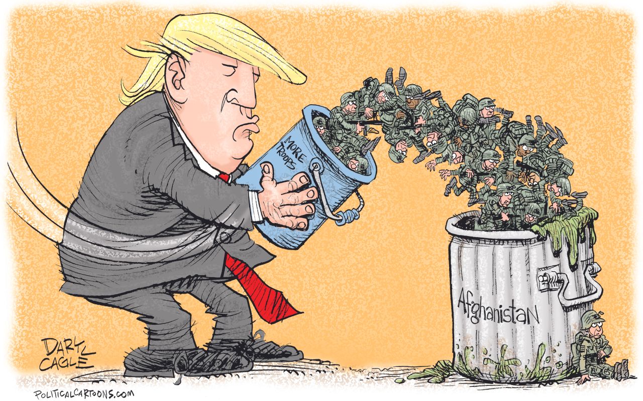 Political cartoon U.S. Trump Afghanistan war