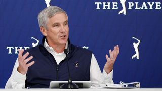 Jay Monahan speaks to the media at The Players Championship