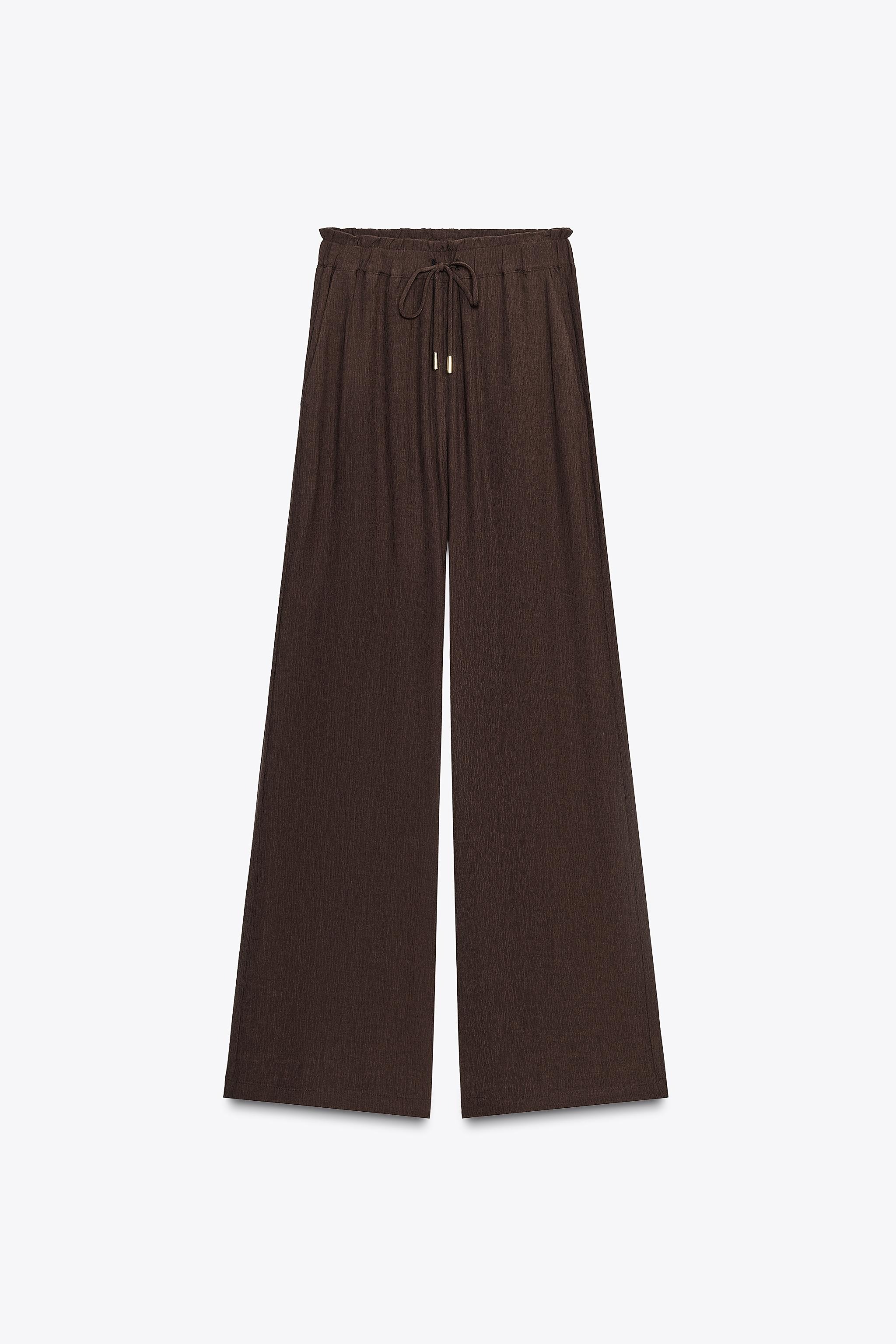 ZARA, Cotton Gauze Wide Leg Pants
