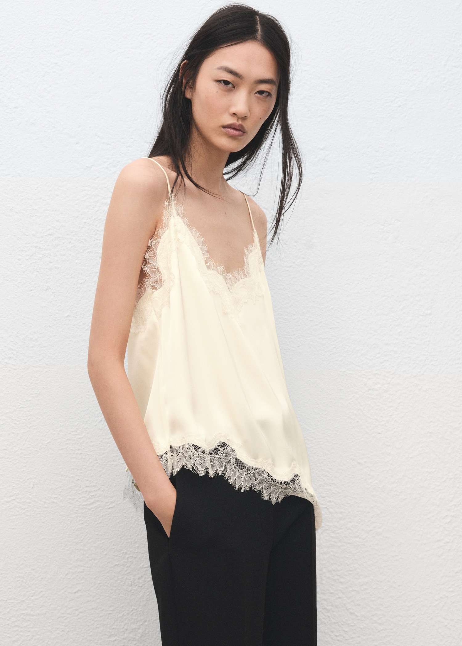 Asymmetrical Lace Lingerie Top - Women | Mango Usa