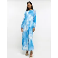 Blue Tie-Dye Long Sleeve Maxi Dress £79/$147 | River Island