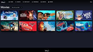 Disney Plus-Filme werden auf dem App-Bildschirm angezeigt