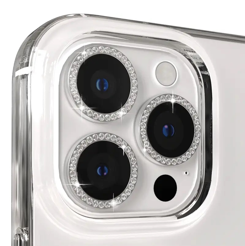 Crystal lens protectors on an iPhone