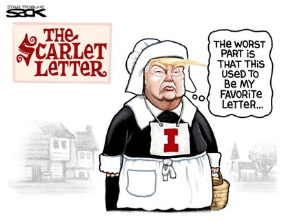 Political Cartoon U.S. Trump The Scarlet Impeachment Letter