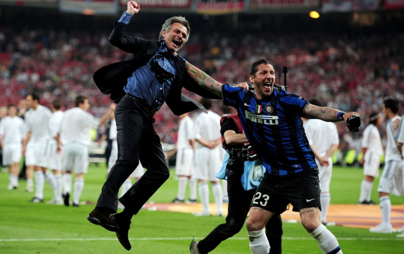 Jose Mourinho celebrating 2010 Champions League win