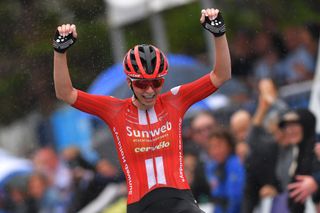 GEELONG AUSTRALIA FEBRUARY 01 Arrival Liane Lippert of Germany and Team Sunweb Celebration during the 6th Cadel Evans Great Ocean Road Race 2020 Deakin University Elite Women a 121km race from Geelong to Geelong CadelOfficial CadelRoadRace UCIWT on February 01 2020 in Geelong Australia Photo by Tim de WaeleGetty Images