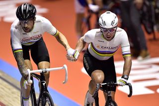 Mark Cavendish and Bradley Wiggins at the 2016 Ghent Six Day