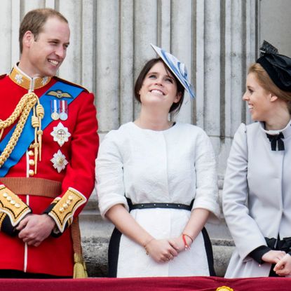 Prince William, Duke of Cambridge with Princess Eugenie and Princess Beatrice during the annual Trooping The Colour ceremony at Buckingham Palace on June 15, 2013 in London, England.