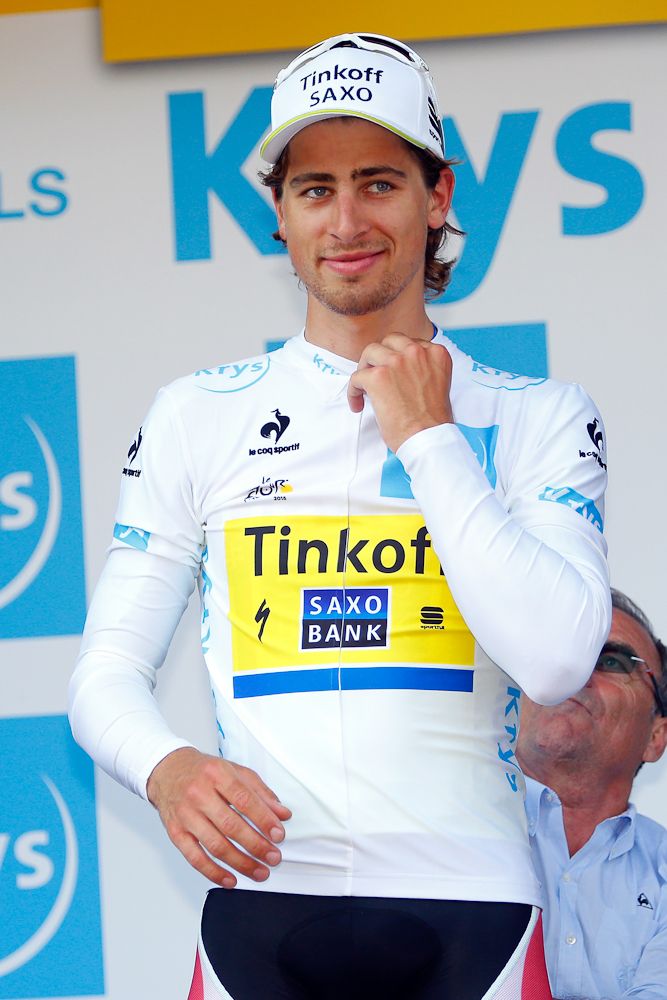 Peter Sagan collects another jersey for best young rider.