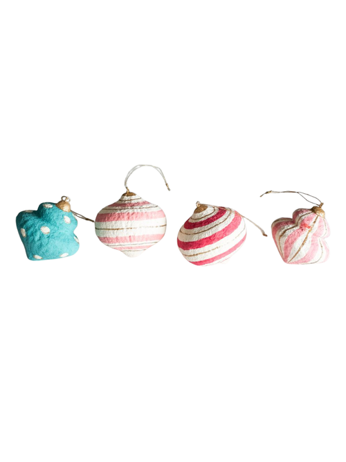 Cotton Mache Stripe Ornaments