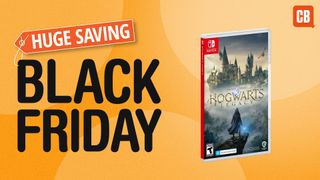 Nintendo Switch Harry Potter game with huge savings Black Friday text on an orange background