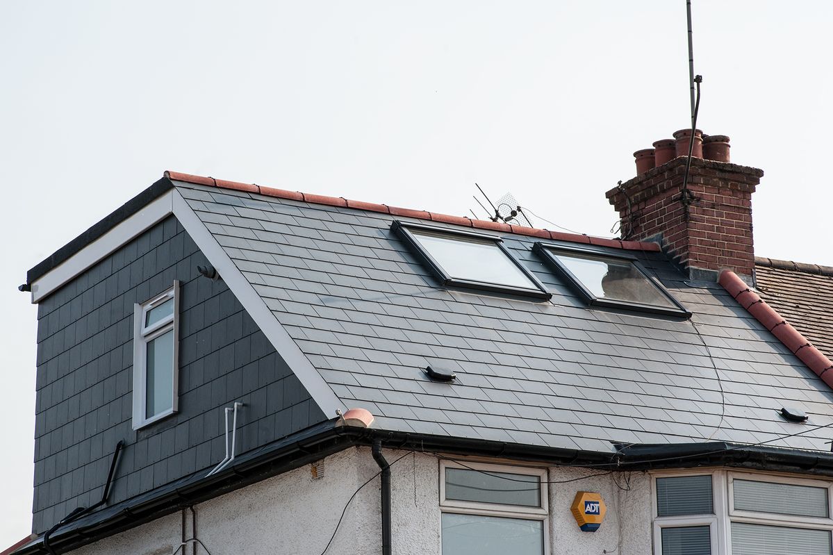 slate roof with roof windows
