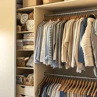 wardrobe with clothes stored neatly inside