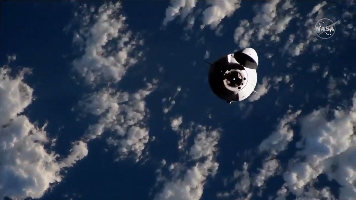 SpaceX's Dragon CRS-21 cargo spacecraft approaches the International Space Station, on Dec. 7, 2020.