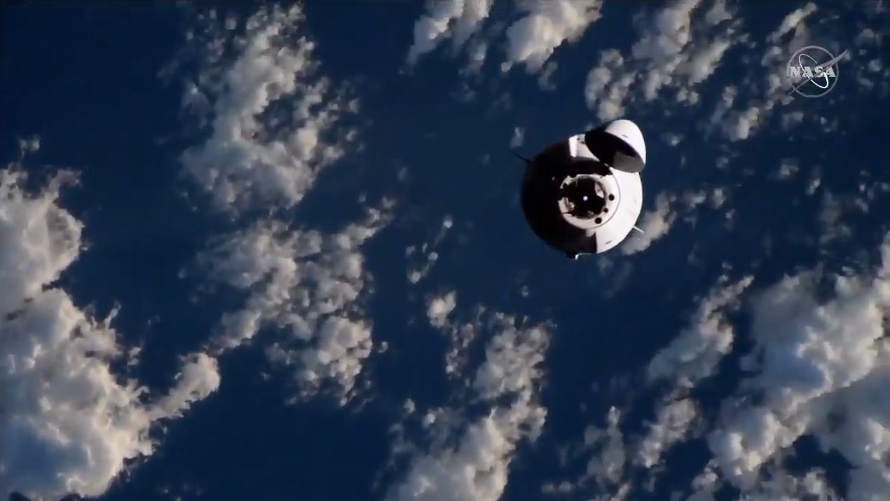 SpaceX's Dragon CRS-21 cargo spacecraft approaches the International Space Station, on Dec. 7, 2020.
