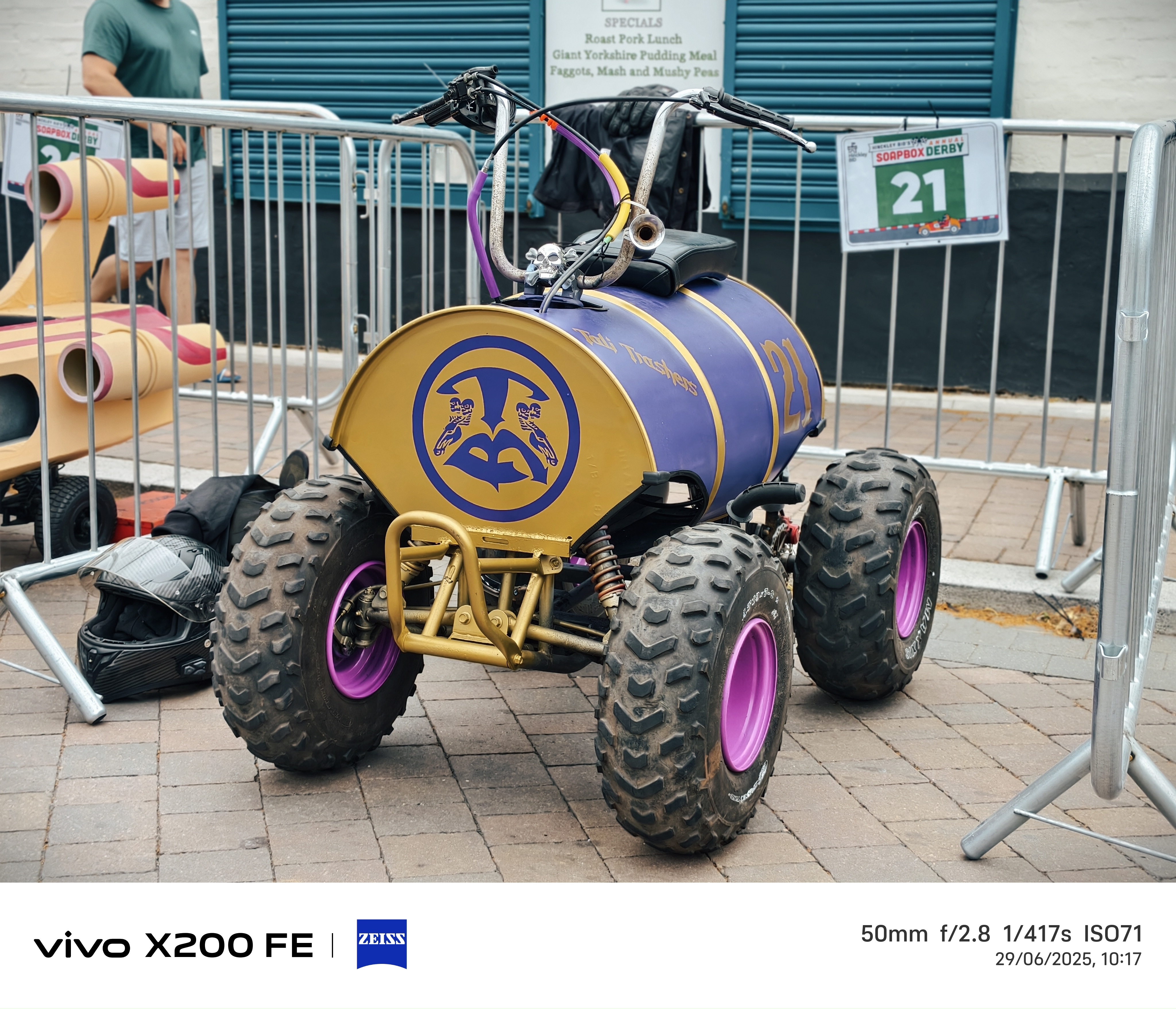a soapbox derby car waiting to race