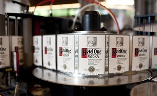 The famous Ketel One Vodka bottle in production