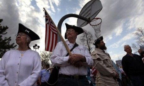 Tea Partiers protest at a rally.