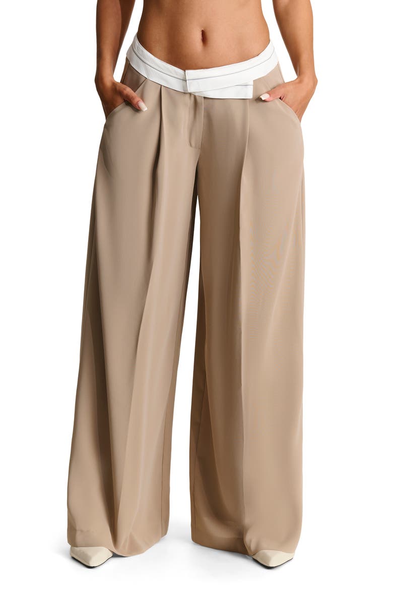Foldover Waist Wide Leg Trousers