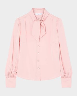 Hall Tie-Neck Crepe Blouse