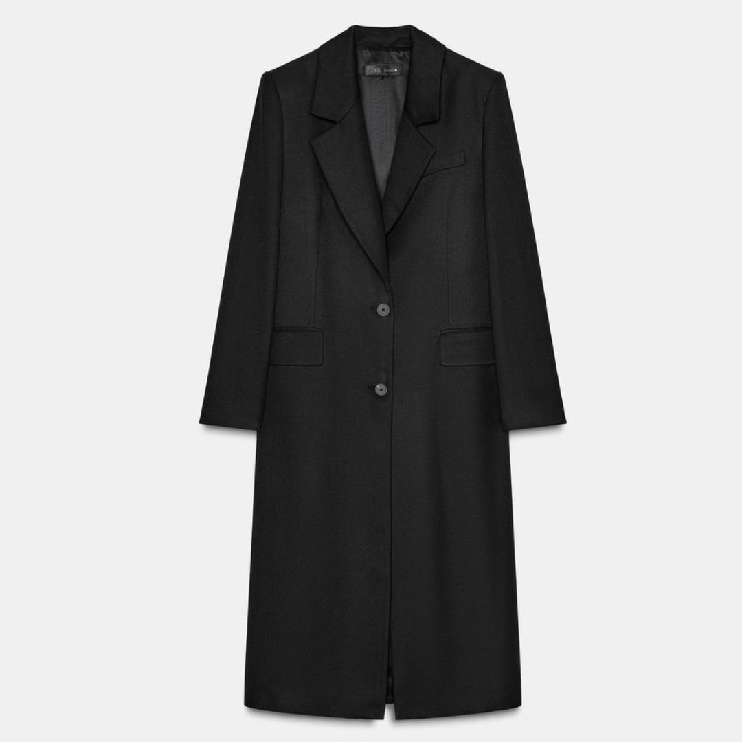 Zara Black Coat With Shoulder Pads