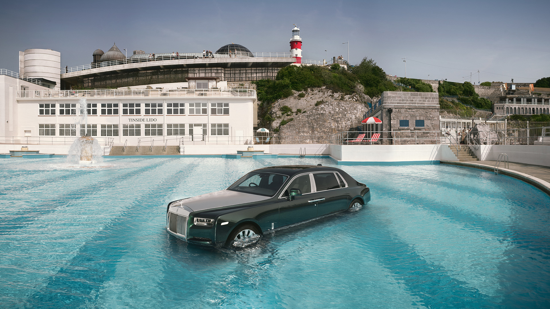 Rolls-Royce Phantom in a pool