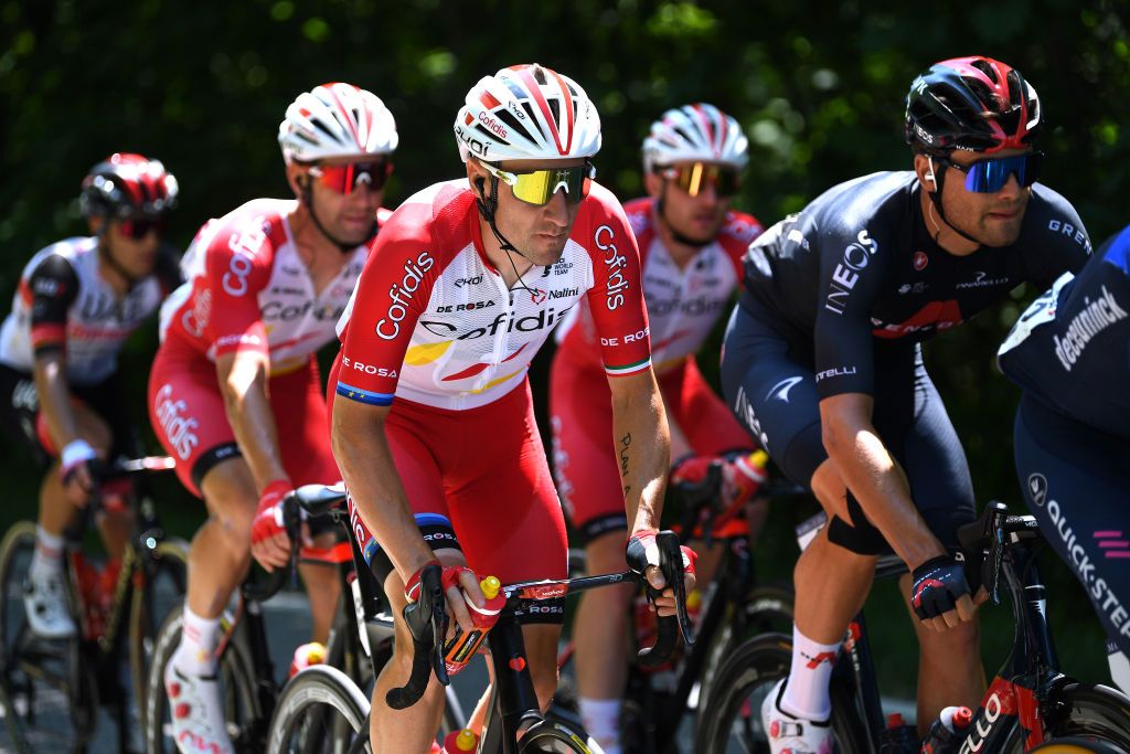 ALPE DI MERA VALSESIA ITALY MAY 28 Elia Viviani of Italy and Team Cofidis during the 104th Giro dItalia 2021 Stage 19 a 166km stage from Abbiategrasso to Alpe di Mera Valsesia 1531m Stage modified due to the tragic events on May the 23rd 2021 that involved the Mottarone Cableway UCIworldtour girodiitalia Giro on May 28 2021 in Alpe di Mera Valsesia Italy Photo by Tim de WaeleGetty Images
