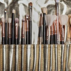 Makeup brushes are seen backstage at the Tokyo James Fashion Show during the Milan Fashion Week Womenswear Spring/Summer 2023 on September 24, 2022 in Milan, Italy.