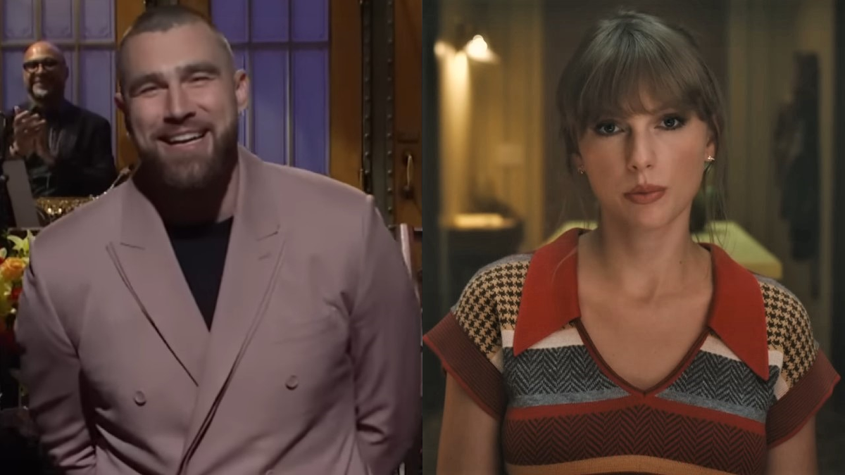 Travis Kelce on SNL and Taylor Swift&#039;s Anti-Hero video.